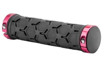 Грипсы XH-G181BL 130 мм чёрные, красные кольца, в инд. упаковке