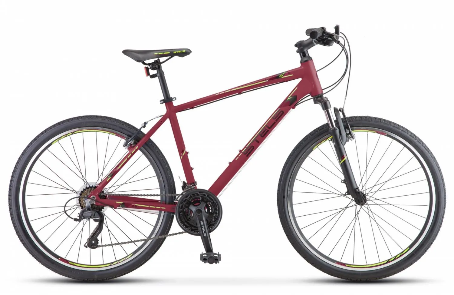Велосипед STELS Navigator-590 V 26"  16" Бордовый/салатовый К010