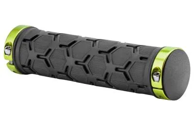 Грипсы XH-G181BL 130 мм чёрные, зеленые кольца, в инд. упаковке